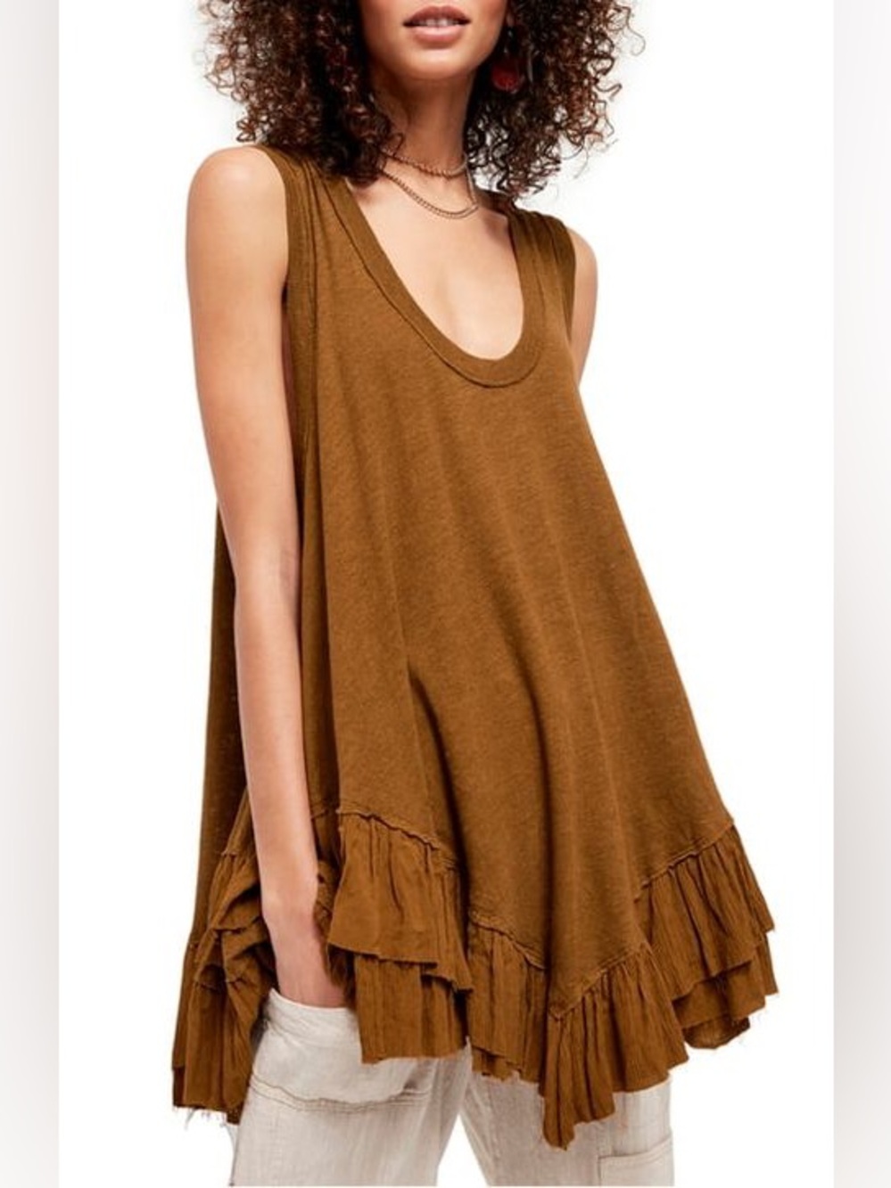 Free people We the Free Shimmy Sasha Tank Top Women Size Small Brown